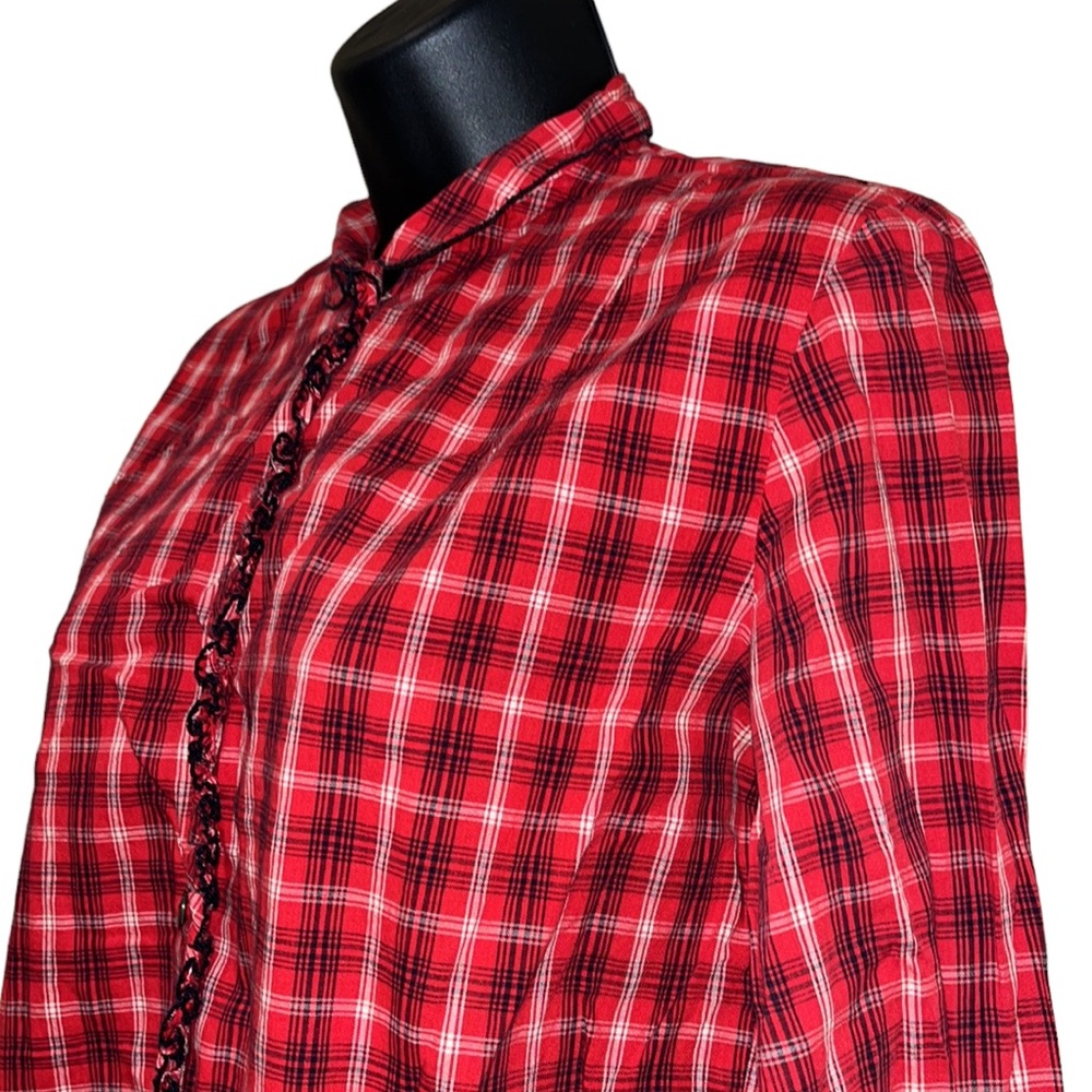 Vintage SHIP ‘N SHORE Plaid Button Top/Blouse~Round Collar~sz34 See Measurements